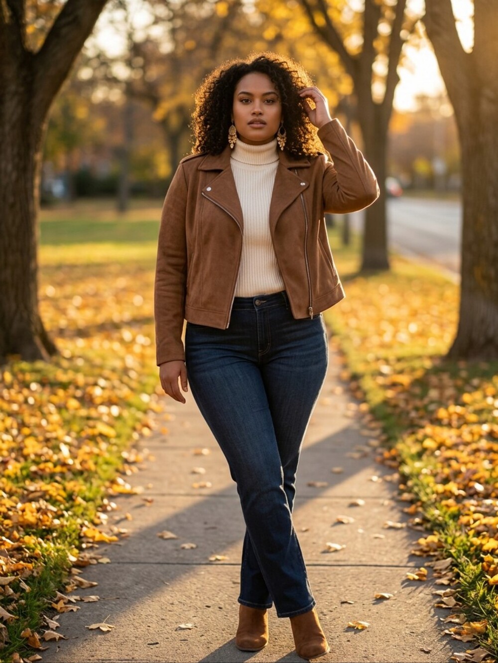 LC Lauren Conrad Asymmetric Faux Suede Moto Jacket - Brown